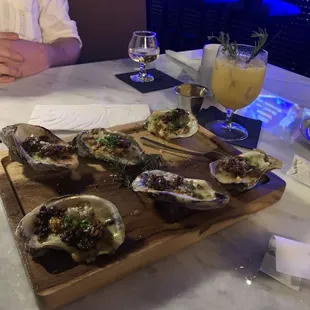 Grilled oysters with chorizo