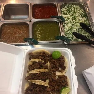 6 small tacos yummmy!!! 1.49$ech