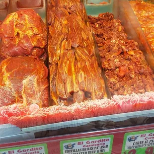 meat in a display case