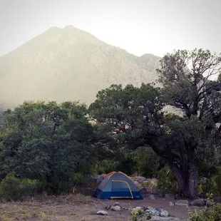 View of my campsite from the upper area by the picnic table.
