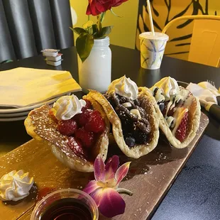 Tacos pancakes muy deliciosos todos OK