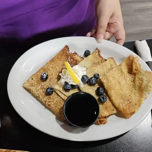 Lemon blueberry crepes. (They were out of the sauce though)