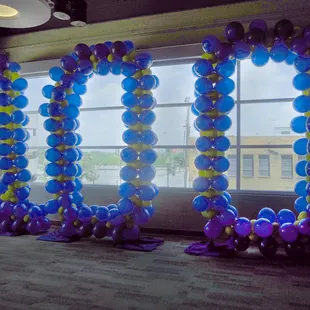 Giant 100 made out of balloons