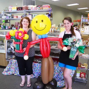 Balloon Men, balowers, and vases filled with goodies. Look for our advertisement on A&amp;E  and the Discovery Channel