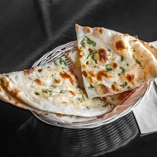 a plate of naan bread
