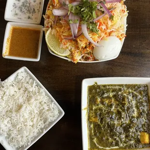 Goat fry biryani + Saag paneer