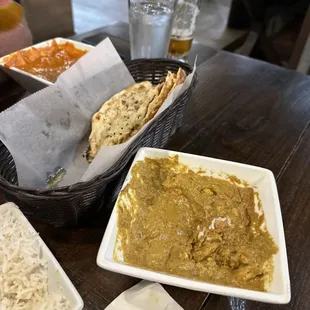 Malai Kofta, garlic naan, and tikka masala