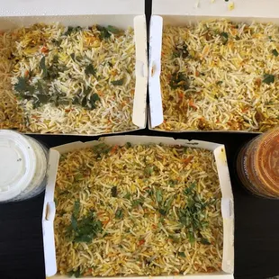 two take out boxes of food