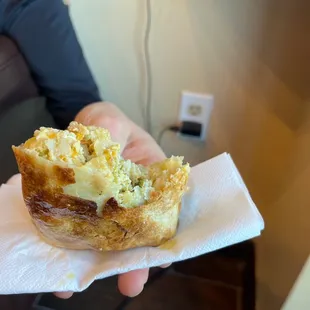 Inside of chicken and egg burrito
