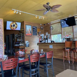 a view of the dining area