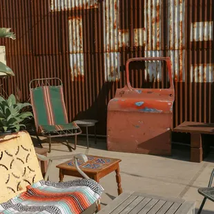 Buzz's upstairs patio, a unique spot with antique decor and funky cocktails