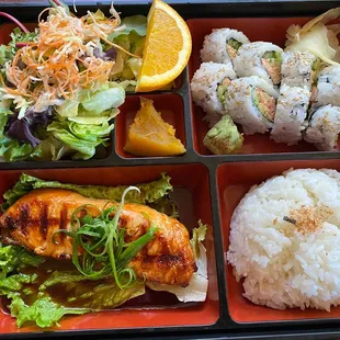 Lunch special with teriyaki salmon &amp; California roll is a lot of food.