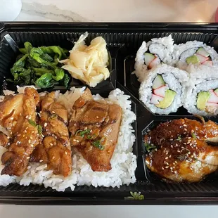 Bento with unagi, teri chicken, &amp; Cali roll