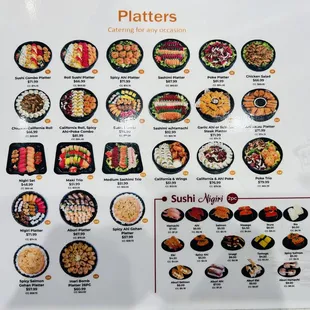 platters of sushi