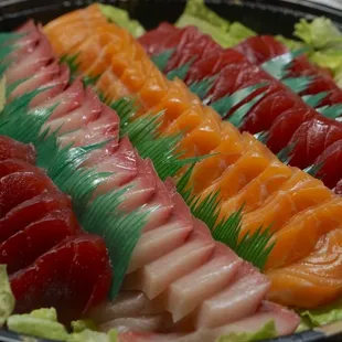 AHI, HAMACHI &amp; SALMON sashimi platter fR. Ahi Veggie (SO GOOD) *9/16/22