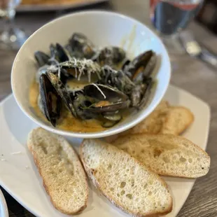 Steamed mussels were delicious. One of the top dishes and must have.