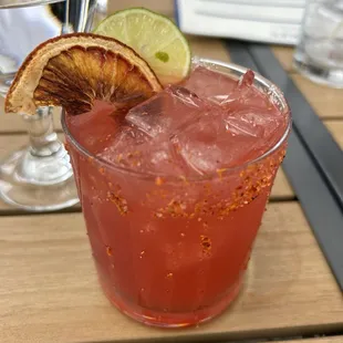 By far, the best spicy strawberry margarita!