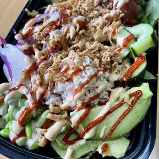 a close up of a salad