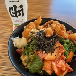 3 protein- shrimp tempura, salmon, tuna