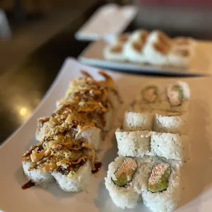 a plate of sushi