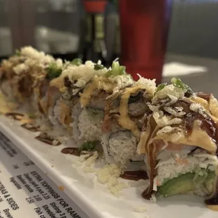 a close up of a sushi