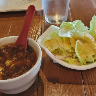 Hot and Sour Soup and Side Salad with Carrot Ginger Dressing
