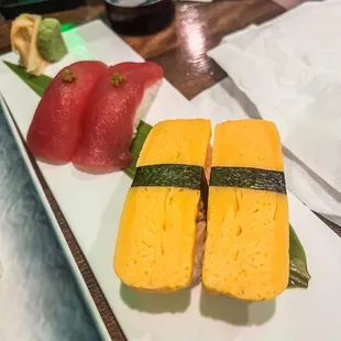 Tuna Nigiri and Tamago Nigiri