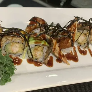 a close up of a plate of sushi