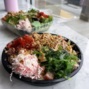 two plates of food on a table