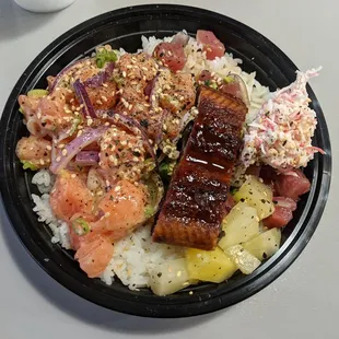 Luau tuna, salmon, and unagi.