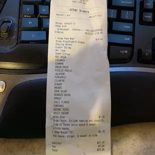 The receipt...the main item was missing