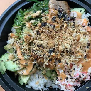 a close up of a bowl of food