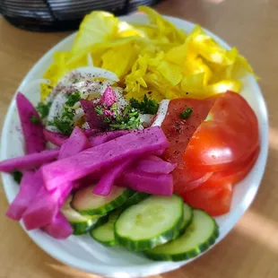 Complimentary vegetables and pickle plate