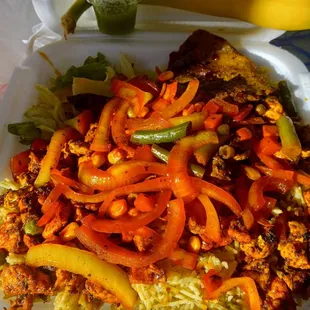 Chicken suqqar with Somali beef steak.