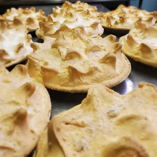 A variety of meringue pies