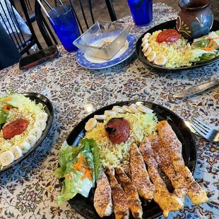 two plates of food on a table