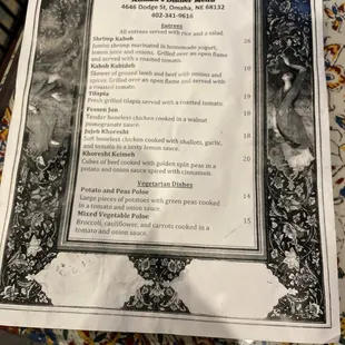 Good menu double sided and definitely recommend.