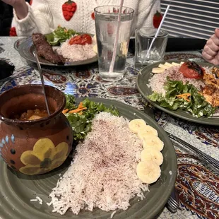 Featured here is the Khoresht Keimeh, Kabob Kubideh, Tehran Chicken.