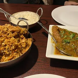 Seafood rohu fish and Goat Biryani