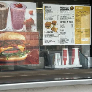 Menu posted on the window