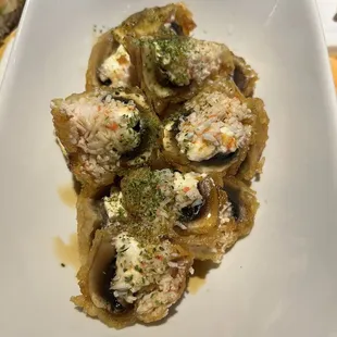 Crab stuffed mushrooms. Delicious! Yummy! I would highly suggest ordering this appetizer!
