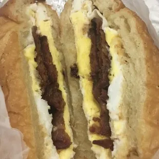 Buttery Croissant with Eggs and Bacon