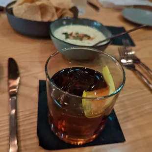 New barrel aged cocktail: the Boulevardier. Unique twist on this drink that makes it more earthy. Great!