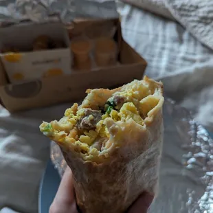 Turkey sausage breakfast burrito