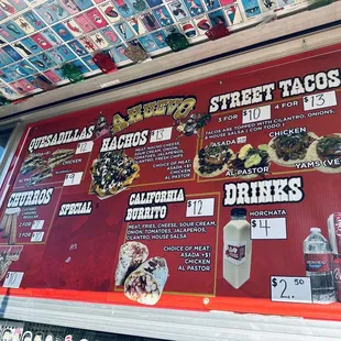 a menu for a mexican restaurant