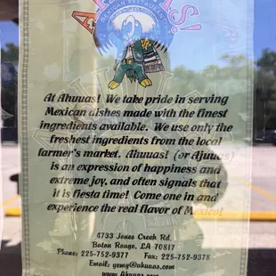 Ahuua&apos;s sign on front door