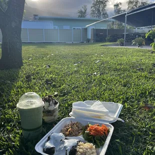 The veggin&apos; out smoothie, Laulau plate, and outta this swirled ice cream   in their beautiful ambiance