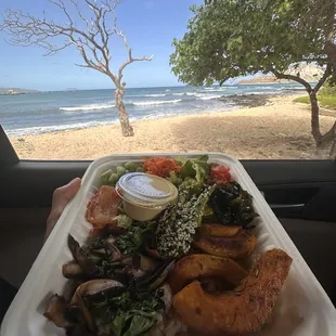 Buddha bowl with dressing on the side