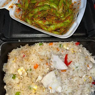 Chicken Fried Rice + Spicy Edamame