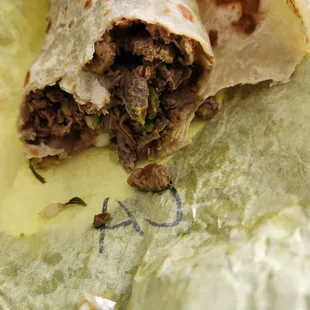 This is the horrible tasteless carne asada burrito.